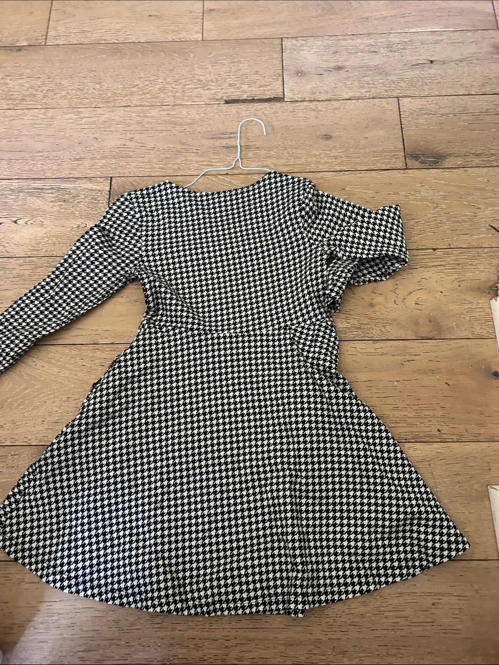 Old Navy Black and White Houndstooth Fit-and-Flare Dress